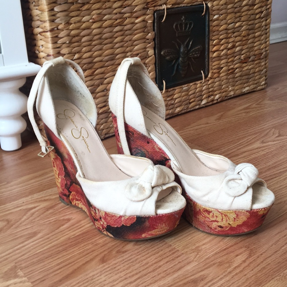 Jessica Simpson Flower Wedges
